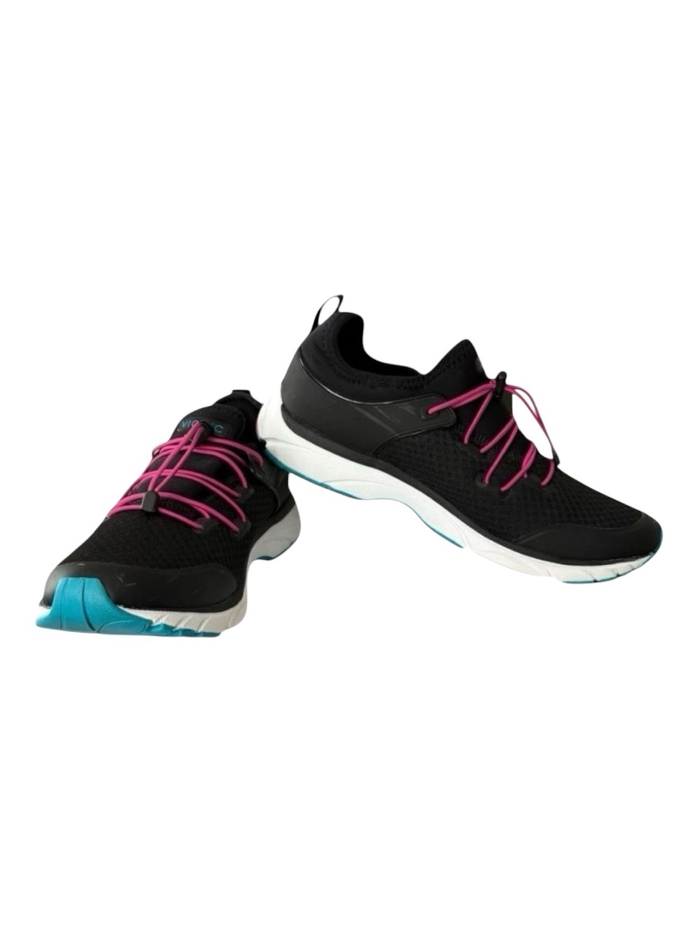 Vionic London Bungee Lace Walking Sneakers Black Pink Women’s 9.5 Orthotic